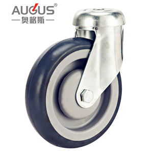 ล้อเลื่อน PU สีดำ/น้ำเงิน ขนาด 5 นิ้ว ยี่ห้อ Zhongshan <span class=keywords><strong>AUGUS</strong></span> พร้อมลูกปืนคู่ สำหรับรถเข็นช็อปปิ้ง - Product Image 3