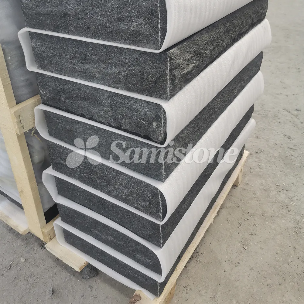 Samistone Shanxi Batu Nisan Granit Hitam Gaya Amerika Penanda Rumput Bantal Atas Bevel Marker Headstone Tombstone