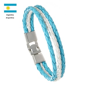 Bracelet tressé porte-bonheur en cuir PU couleur drapeau souvenir, pierre naturelle, unisexe, cadeau pour fan <span class=keywords><strong>de</strong></span> festival - Product Image 3