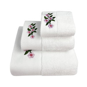 Vente en gros de serviettes de bain en coton uni blanches pour hôtel avec logo personnalisé de luxe - Product Image 1