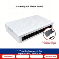 Switch Ethernet Gigabit non géré 8 ports, boîtier plastique, 10/100/1000M, pour caméras IP et réseaux domestiques