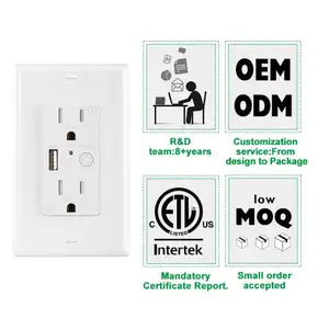 Tomada de parede controle tuya sem fio, interruptor de tomada inteligente 110-220v wifi com entrada usb para carregamento