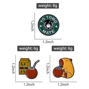 YO TOMO MATE Pines de Esmalte de Yerba Mate Lindo Carpincho Tomando Té Mate Broches de Solapa para Mochila Insignia Joyería Regalos para Amigos - Product Image 3