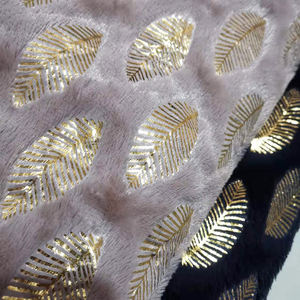 DDP Reciclado Estampado <span class=keywords><strong>en</strong></span> caliente Hoja Forma de hoja Tela de lana barata Nuevo diseño Tela de terciopelo de poliéster de felpa - Product Image 4