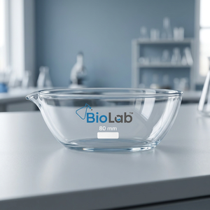 จานระเหยสาร BioLab แบบก้นแบนพร้อมที่ริน ทำจากแก้วโบโร 3.3 ขนาด 80 มม. ความจุ 100 ชิ้น - Product Image 4