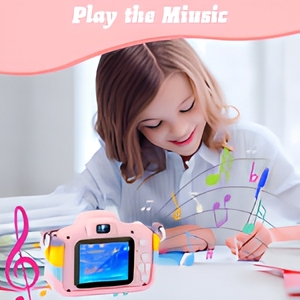 Cámara Infantil de Comercio Exterior, <span class=keywords><strong>Mini</strong></span> Cámara de Fotos de Silicona con Diseño de Cachorro Arcoíris Rosa, Anti-Caídas, Pantalla HD de 2.0 Pulgadas, Video y Foto - Product Image 3