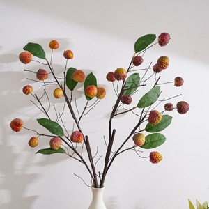 Fleur artificielle de litchi Qiwu, branche unique, rouge vin, rouge rose, en mousse, pour décoration maison et mariage - Product Image 2