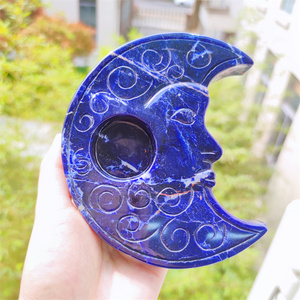 Portacandele Naturale in Ametista a Forma di Luna, Portacandele in Cristallo di Sodalite per Decorazione Casa - Product Image 2