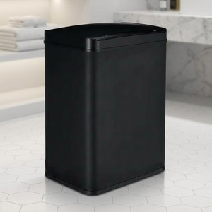 Cestino per Rifiuti Nero da 50L (13 Galloni) con Doppio Sensore e Coperchio, Struttura Verticale, per Casa, <span class=keywords><strong>Cucina</strong></span> e Ufficio - Il Più Venduto in Europa - Product Image 2