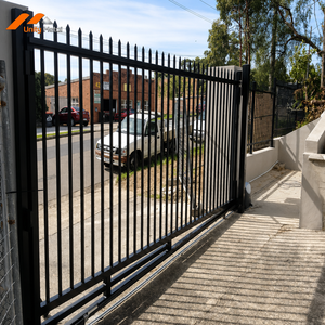 Black Powder Coated Steel Picket Gate Perimeter Security Entrance Anti-Corrosion for Property and Landscape Projects - Product Image 1