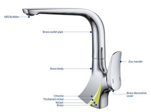 Modern Deck Mounting Kitchen Faucet Kitchen Mixer Faucet Chrome 59-1 Brass High Faucet - Product Image 2