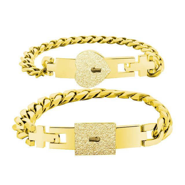 Stainless Steel Gold Plated Chain & Link Bracelet for Couples Long Distance Touch