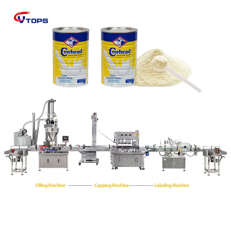 2024 Whey Protein Coffee Powder Packaging Machine / Dry Baby Skimmed Milk Powder Filling Canning Line to Tin Cans