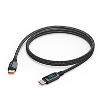 Câble de données TUTI 100W 5A à charge rapide en cuivre pur tressé 1,2 m USB Type-C vers C pour téléphone/tablette avec affichage numérique