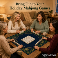 Tapis de Mahjong Américain Vert Forêt en Caoutchouc Naturel Thème Chrismukkah, Vente Directe Usine, pour Jeux de Table à la Maison Noël Hanouka