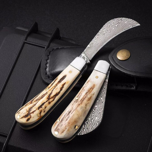 มีดพับ BK Stag Horn Damascus ปรับแต่งได้ ระดับ OEM สำหรับ DIY ใบมีดสแตนเลสคมกริบ ด้ามจับ G10 เหมาะสำหรับตั้งแคมป์และเดินป่า รุ่นที่ 1 - Product Image 3