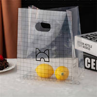 Sac d'emballage personnalisé imprimé découpé sur mesure en matériaux recyclés pour pain et pâtisserie, avec soufflet de fond, poignée gilet et transparent en HDPE