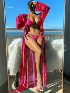 Maillot de bain personnalisé PASUXI, 3 pièces, avec cache-maillot, manches longues, taille haute, vêtements de plage pour femmes, <span class=keywords><strong>bikini</strong></span> sexy - Product Image 6