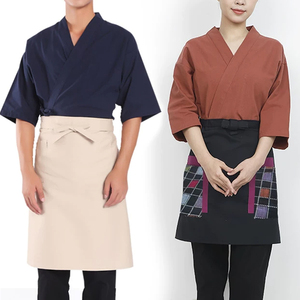 Tenue de travail unisexe pour serveurs de sushi, uniforme de chef en coton tissé lavé de style <span class=keywords><strong>japonais</strong></span> pour <span class=keywords><strong>restaurant</strong></span> - Product Image 2