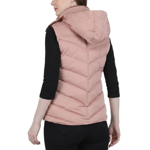 Chaleco Acolchado Rosa para Mujer, Cuello Alto, Cierre de Cremallera, Impermeable, Cortavientos, Ropa Exterior Informal, Largo Regular, Frente Sólido - Product Image 2