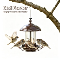 Mangeoire à oiseaux en métal anti-écureuil, dôme suspendu de 16 cm, bol d'alimentation étanche pour graines, pour oiseaux sauvages de jardin extérieur