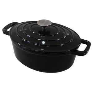 Horno holandés de <span class=keywords><strong>hierro</strong></span> fundido esmaltado negro y rojo 3.4QT con tapa - Product Image 1
