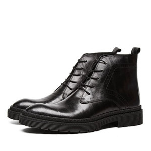 Botines de cuero Balmoral con cordones para hombre, textura lijada a mano, estilo de trabajo de algodón Amish, impermeables, antideslizantes, de especialidad. - Product Image 1