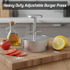 Prensa <span class=keywords><strong>para</strong></span> Hamburguesas Antiadherente y Ajustable de Alta Resistencia con Botón de Resorte <span class=keywords><strong>para</strong></span> Hamburguesas de Carne y BBQ - Product Image 4