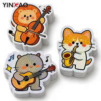 Autocollants personnalisés mignons et kawaii, autocollants en vinyle découpés à la forme, holographiques, imperméables, autocollants de dessins animés d'animaux pour ordinateur portable, coque de téléphone