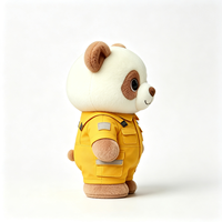 Peluche Panda Personnalisée Mignonne, Douce, Blanche et Marron, Poupée en Peluche Portant une Combinaison Jaune, Mascotte Panda en Peluche