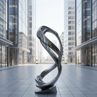 Grande sculpture de jardin moderne en acier inoxydable, décoration paysagère extérieure, statue polie effet miroir