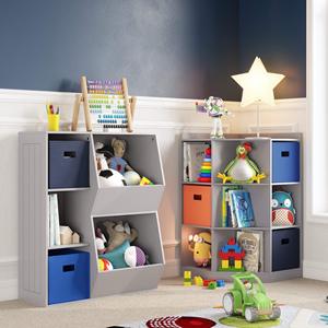 Armoire de rangement d'<span class=keywords><strong>angle</strong></span> vintage, armoire de rangement d'<span class=keywords><strong>angle</strong></span> en bois nordique pour jouets d'enfants avec 6 compartiments et 3 étagères inclinées - Product Image 4