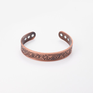 <b>Copper</b> Alloy Swirl Cuff <b>Bracelet</b> Open Magnetic Unisex Jewelry Bronze Color Yiwu Origin - Product Image 2
