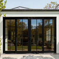 Portes coulissantes en aluminium à rupture de pont thermique Sunnysky NFRC pour l'extérieur, résistantes aux ouragans, pour patio, impact, 4 rails, grand verre, balcon extérieur