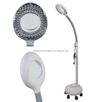 Magnifying Floor Lamp with LED Light Adjustable Rolling Stand Magnifier Glass for Skincare Inspection and Precision Work
