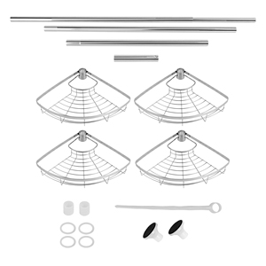 Étagère murale de rangement, en acier inoxydable, métallique, <span class=keywords><strong>télescopique</strong></span>, organisateur de salle de bain, caddie de <span class=keywords><strong>douche</strong></span> à Tension d'angle, sans perceuse - Product Image 6