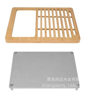 Bamboo and wood kitchen countertop drain <b>rack</b> for dishes, <b>plates</b>, and cups; simple wooden dish storage <b>rack</b>. - Product Image 4
