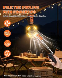 20000mAh Solar Misting Camping Fan Height Adjustable Oscillating Tent Fan with Remote LED <b>Light</b> <b>Timer</b> & Hook for Outdoor Picnic - Product Image 5