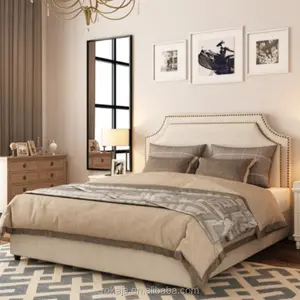 Moderno adolescente conjuntos de dormitorio muebles tapizados camas Set rey tamaño Marco de cama de madera