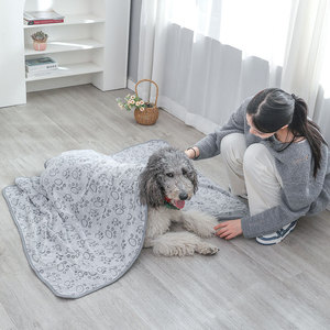 犬用毛布ペット子犬用ベッドマットパッド毛布かわいい足プリント付き - Product Image 2