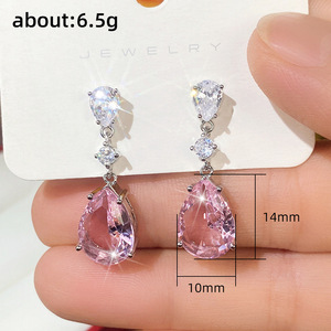 Orecchini a Goccia Rosa per Donne, Accessorio Semplice per l'Uso Quotidiano Estivo, Gioiello di Moda per Outfit - Product Image 3
