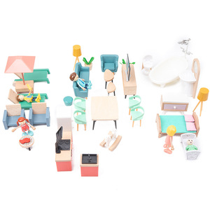 40 parça Dollhouse mobilya seti kızlar için gerçekçi ev simülasyon dekor ile minyatür prenses ev oyuncak oyna Pretend - Product Image 1