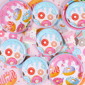 Sweet One Donut Thème Anniversaire Assiettes En <span class=keywords><strong>Papier</strong></span> Tasses Serviettes Convient pour Donut 1er Anniversaire Garçon ou Fille Fête Fournitures Décorations - Product Image 4