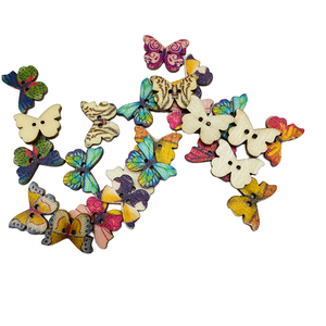 مخصص صغير <span class=keywords><strong>2</strong></span>-حفرة ملونة أزرار الحيوانات المطبوعة وصديقة للديكور فراشة خشبية زينة للملابس الحرف الكرتون مخصص - Product Image 1