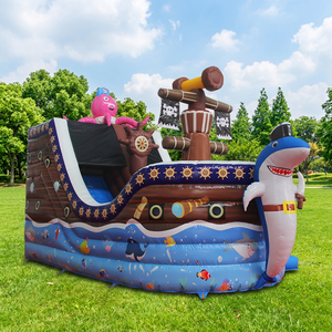 WINSUN Pirate Ship <b>Inflatable</b> Bounce <b>House</b> with Slide PVC Waterproof Fireproof Commercial Grade Kids Party Amusement Park Custom - Product Image 1