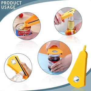 Yellow Plastic <b>Jar</b> and Bottle Opener Multifunctional Can Opener Anti Slip Manual Kitchen Gadget Custom Logo - Product Image 4