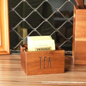 Caja de Almacenamiento de Té Twinings, Organizador de Escritorio de Madera, Porta Bolsitas de Té Rectangular de Madera Maciza para Oficina - Product Image 3