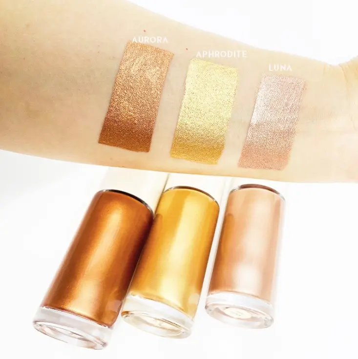 Private label highlighter Spray makeup shimmer bronzer high pigment Gold face body Oil custom logo