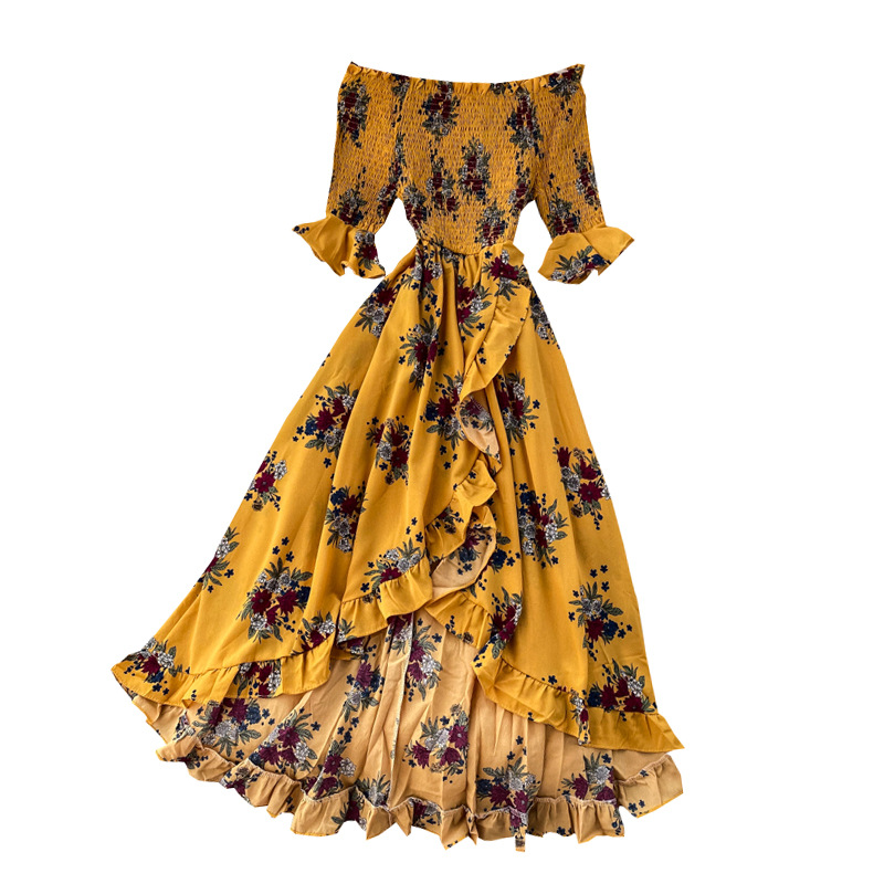 2022 Fashion Woman Fashion Off-shoulder Beach Dress Floral Skirt Chiffon Casual Swing Dress Women Sexy Ruffled Dresses| Alibaba.com 2022 Fashion Woman Fashion Off-shoulder Beach Dress Floral Skirt Chiffon Casual Swing Dress Women Sexy Ruffled Dresses| Alibaba.com