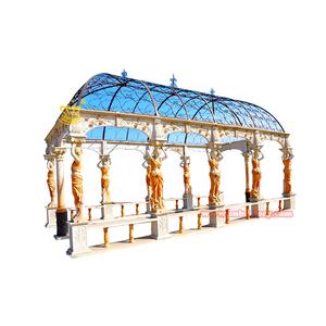 Gazebo con Colonne Romane in Marmo e Tetto in Metallo, <span class=keywords><strong>Arredo</strong></span> da <span class=keywords><strong>Giardino</strong></span>, Prodotto Unico in Pietra <span class=keywords><strong>per</strong></span> Giardini - Product Image 6